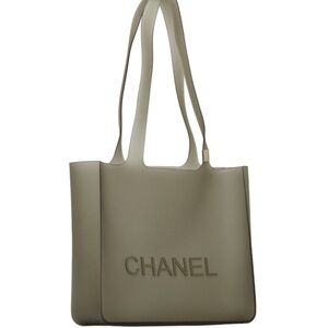 CHANEL clear black rubber tote bag